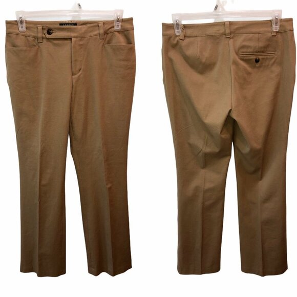 Lauren Ralph Lauren Womens Size 10 Tan Brown Adelle Flat Front Straight Pants - Picture 1 of 9
